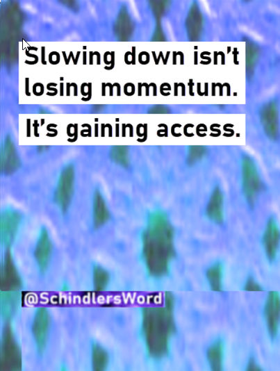 Slowing down isn’t losing momentum, it’s gaining access.